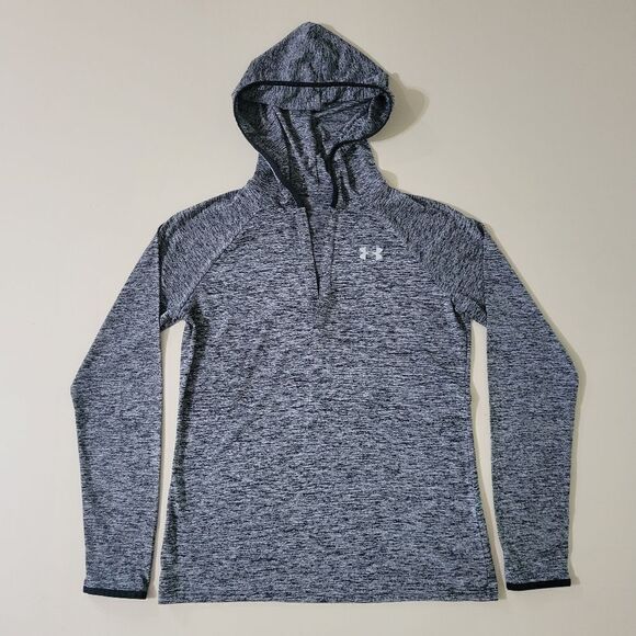 Under Armour Women's HeatGear Long Sleeve Black Heather Hoody - Picture 6 of 15